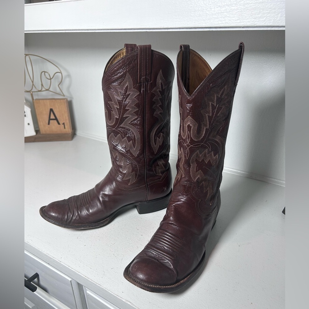 Vintage Panhandle Slim Mens 10D Brown Leather Cowboy Western Boots Mexico